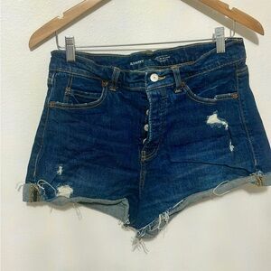 Old Navy Dark Blue Distressed High-Rise Denim Shorts